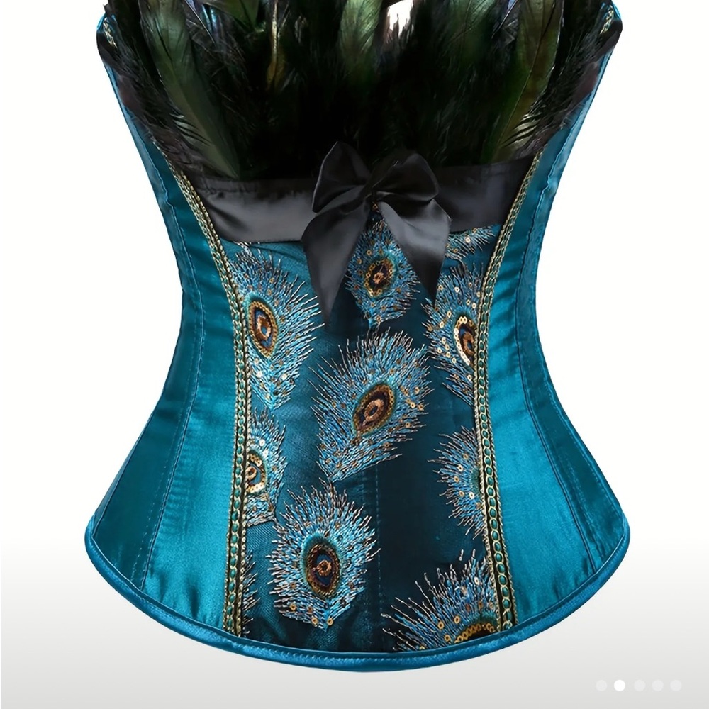 Peacock Feather Embellished Corset
